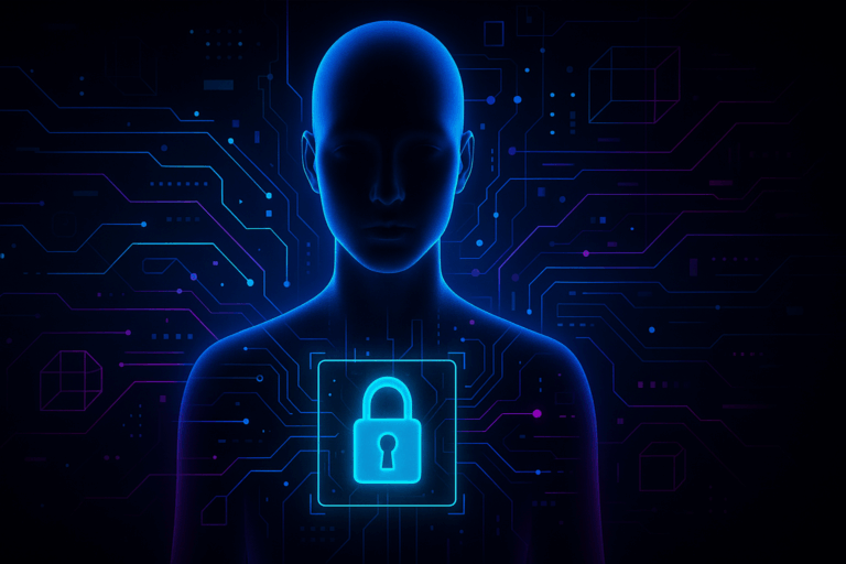 Futuristic Web3 visual representing privacy and data control in 2025