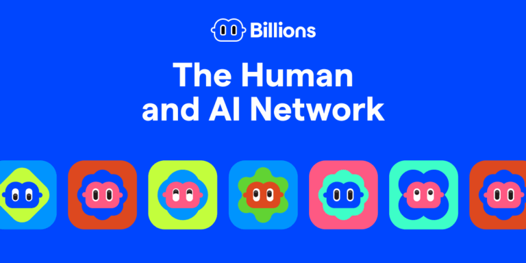Billions Network logo with tagline The Human and AI Network representing digital identity