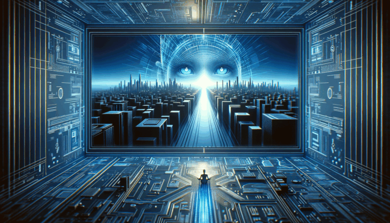 High-definition futuristic image with deep blue tones representing transhumanism