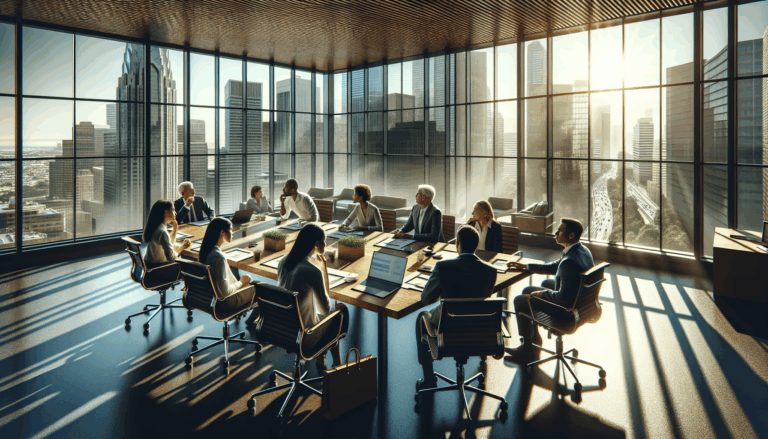 Diverse group discussing in modern office with decentralized social networks