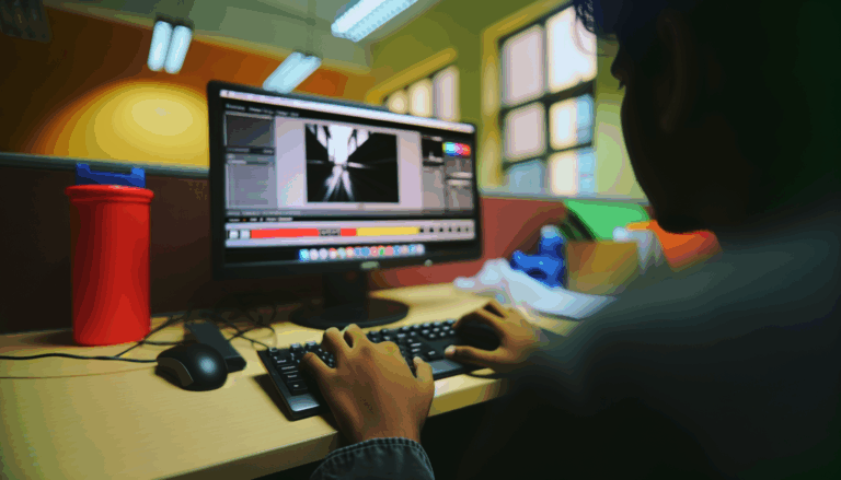 Person at computer screen flagging images for removal using 50mm full-frame lens