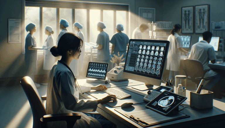 A doctor examining a patient's MRI scan at a hospital, part of the AI-driven healthcare evolution