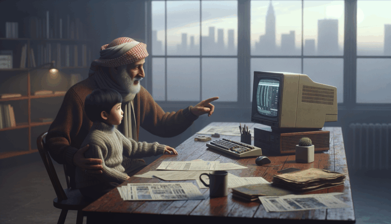 A parent and child exploring new AI features at a computer desk, focusing on OpenAI safety measures