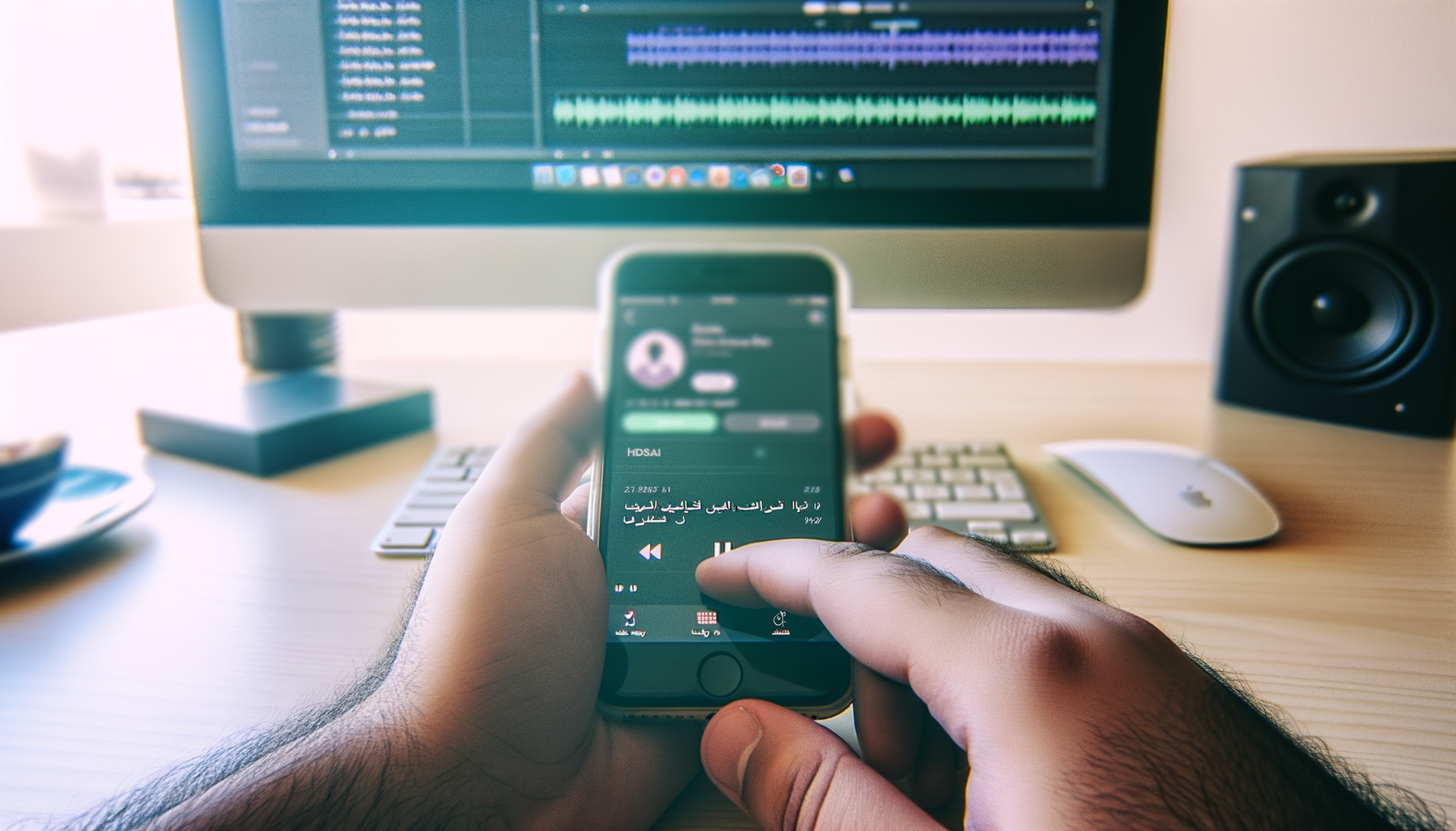 Person texting on smartphone with Spotify AI DJ text interaction