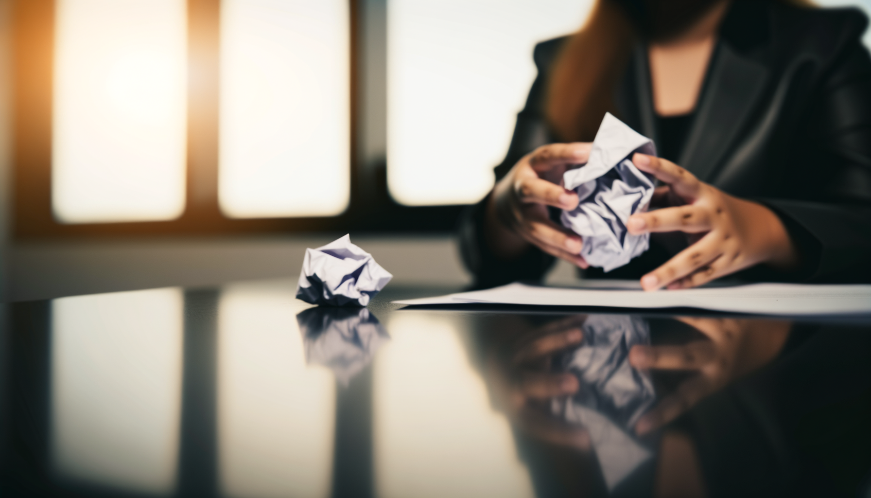 Over-the-shoulder action in boardroom with hands holding legal documents, featuring Trump’s AI executive order.