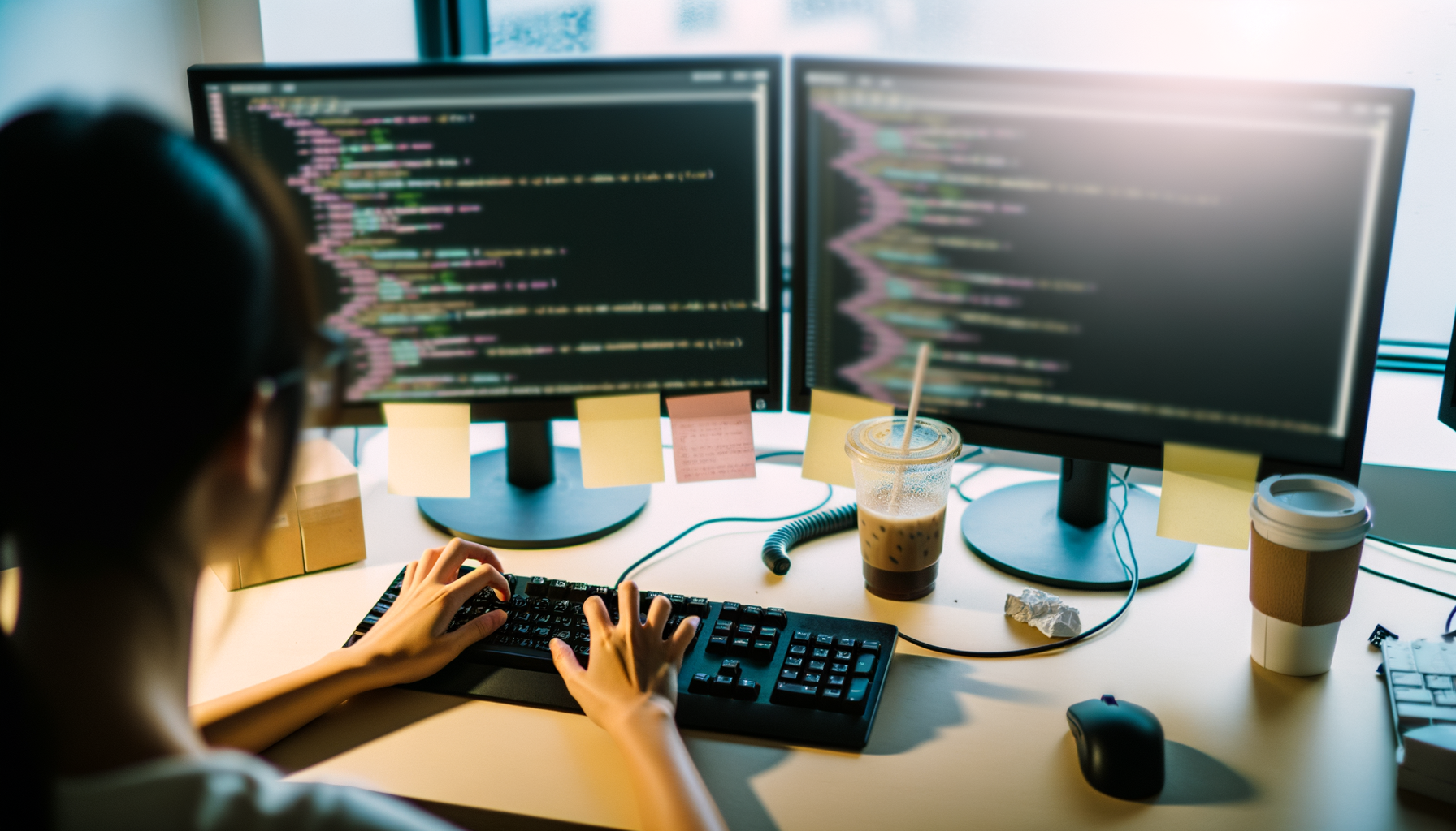 Over the Shoulder Shot of Hands and Objects in Conference Room with AI Pay-to-Crawl Systems Focus