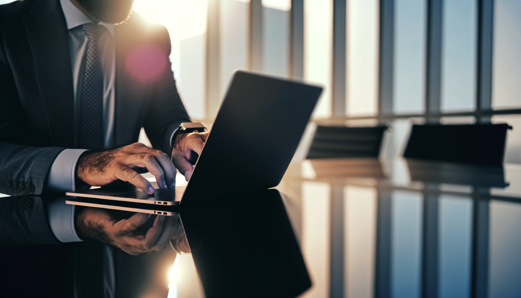 Hands adjusting settings on laptop displaying the Firefox logo in modern conference room scene, captured with 50mm lens at f/2.8, featuring natural color grading similar to Kodak Portra 400.