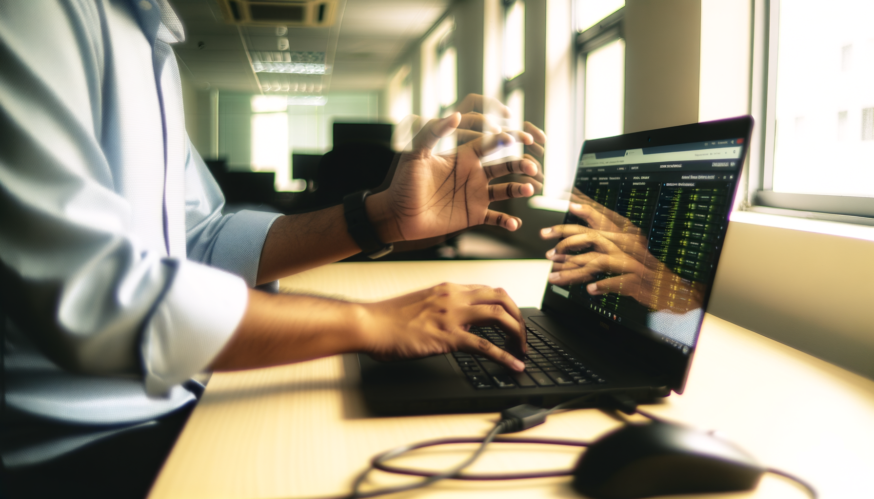 A tech innovator interfaces with a laptop displaying managed MCP servers in a modern office setting.